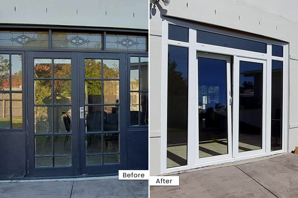 before-after UPVC door